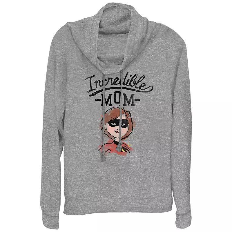 Disney / Pixars The Incredibles Incredible Mom Womens Cowlneck Graphic Lightweight Long Sleeve Gray Grey Product Image