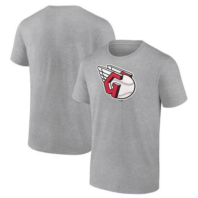 Mens Fanatics Branded Heathered Gray Cleveland Guardians Official Logo T-Shirt Product Image