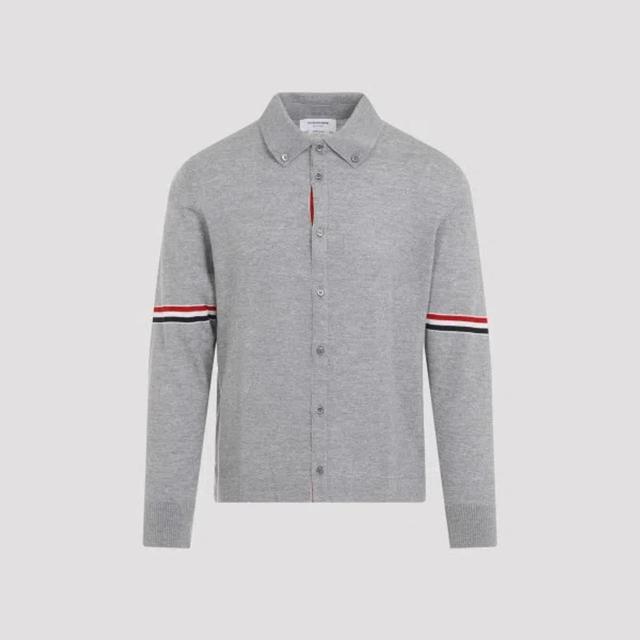 THOM BROWNE Ls Grey Virgin Wool Shirt Product Image