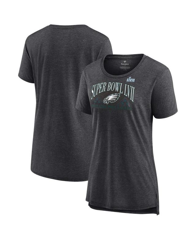 Womens Fanatics Heather Charcoal Philadelphia Eagles Super Bowl Lvii Strategy Tri-Blend T-shirt Product Image