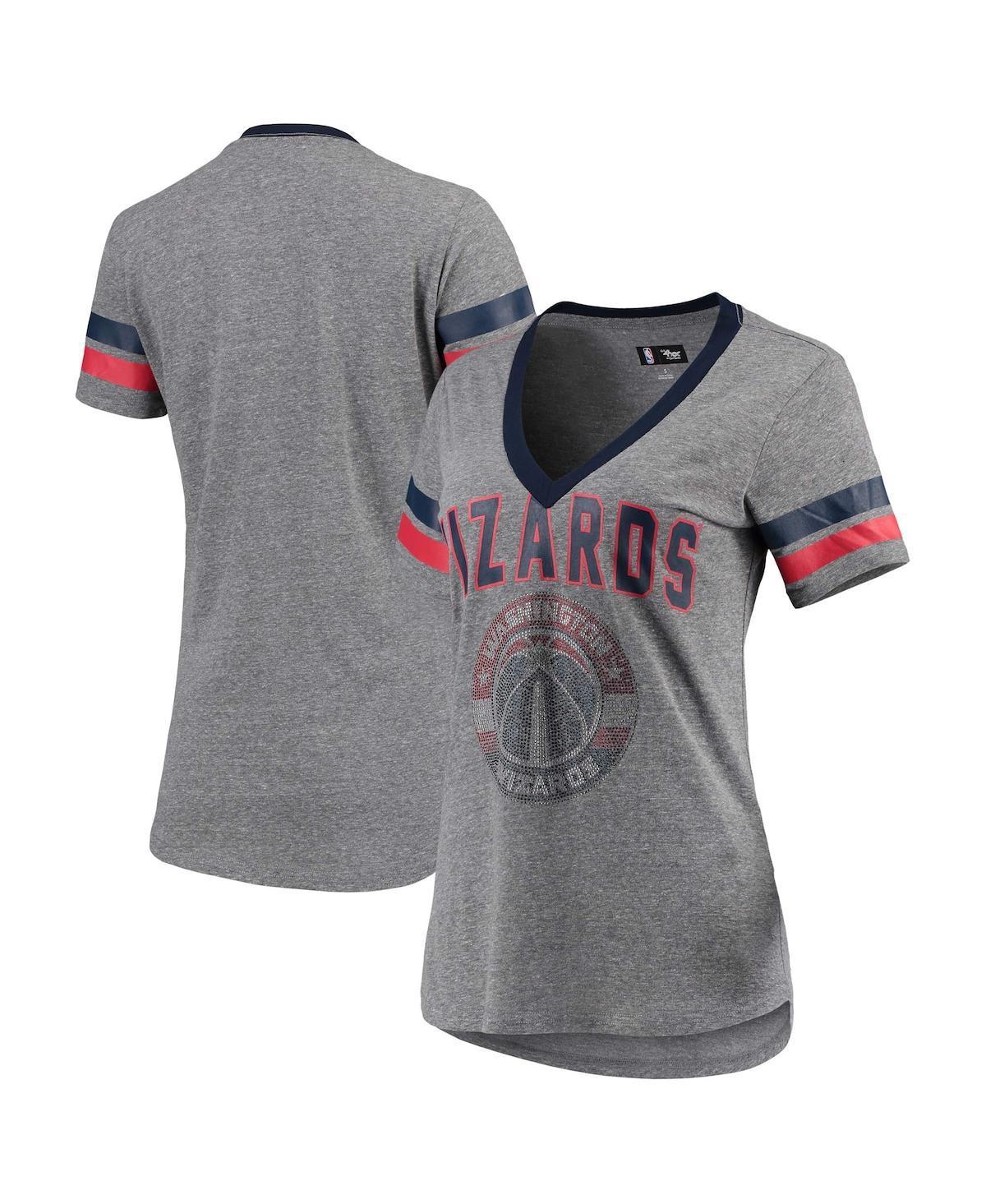 Womens G-iii 4Her by Carl Banks Gray and Red Washington Wizards Walk Off Crystal Applique Logo V-Neck T-shirt - Gray product image