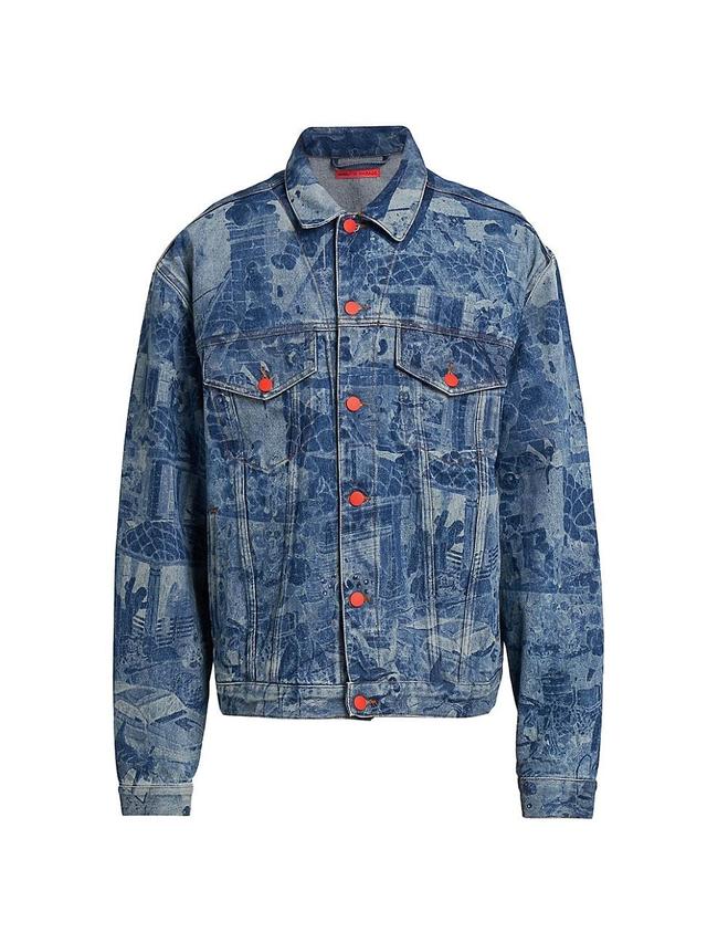 Mens Oversized Printed Denim Jacket Product Image