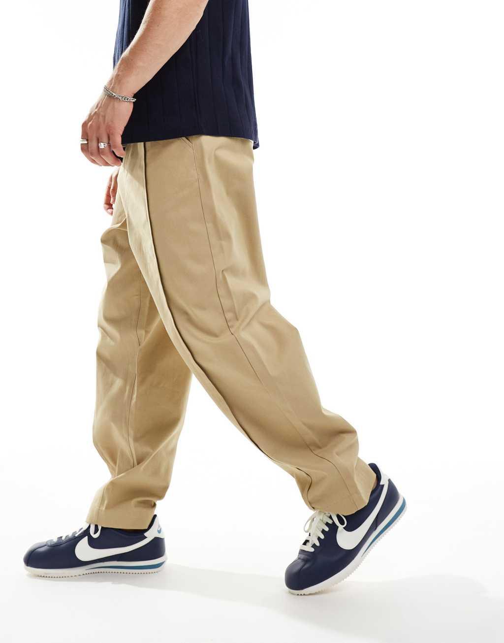 ASOS DESIGN balloon pants with pintucks in tan Product Image