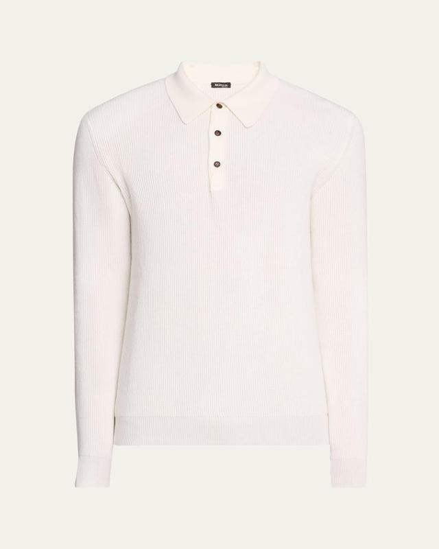 Mens Cashmere Rib Polo Sweater Product Image