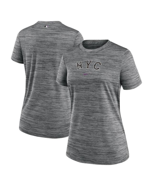 Nike Womens Charcoal New York Mets 2024 City Connect Authentic Collection Performance Practice Velocity T-Shirt Product Image