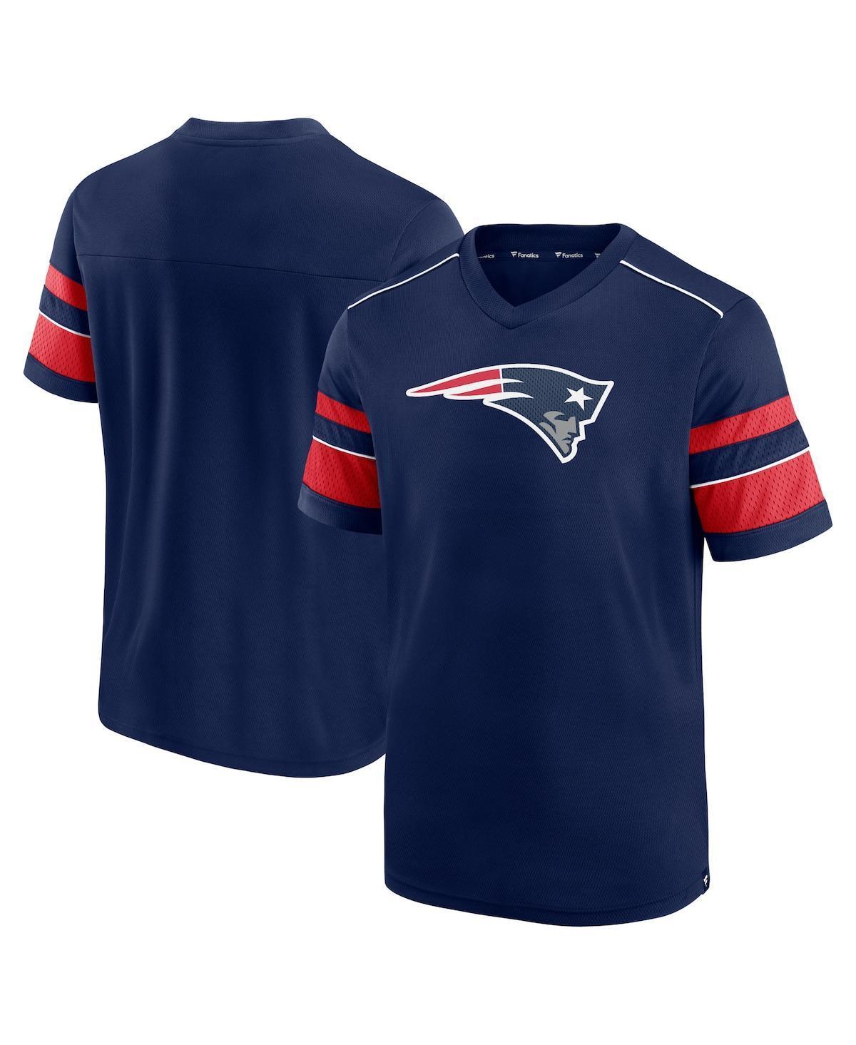 Mens Fanatics Branded New England Patriots Textured Hashmark V-Neck T-Shirt Blue Product Image