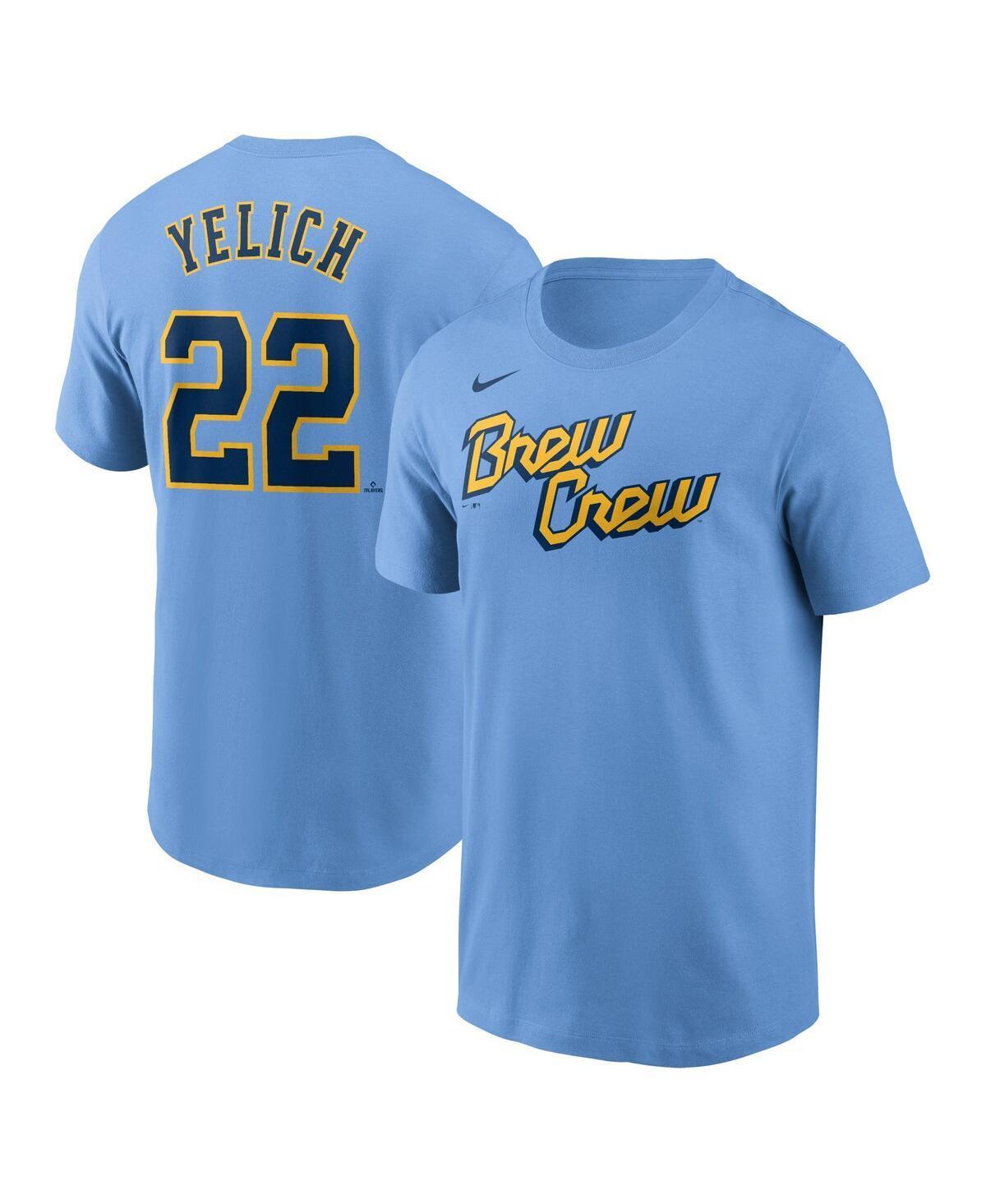 Mens Nike Christian Yelich Powder Blue Milwaukee Brewers City Connect Name and Number T-shirt Product Image