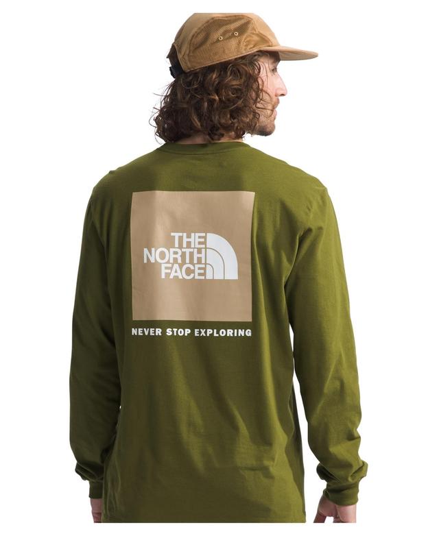 The North Face Mens Box Nse Standard-Fit Logo Graphic Long-Sleeve T-Shirt - Tnf White Product Image