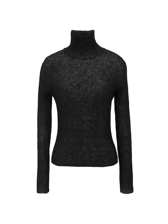 Womens Turtleneck Top In Ribbed Knit Product Image