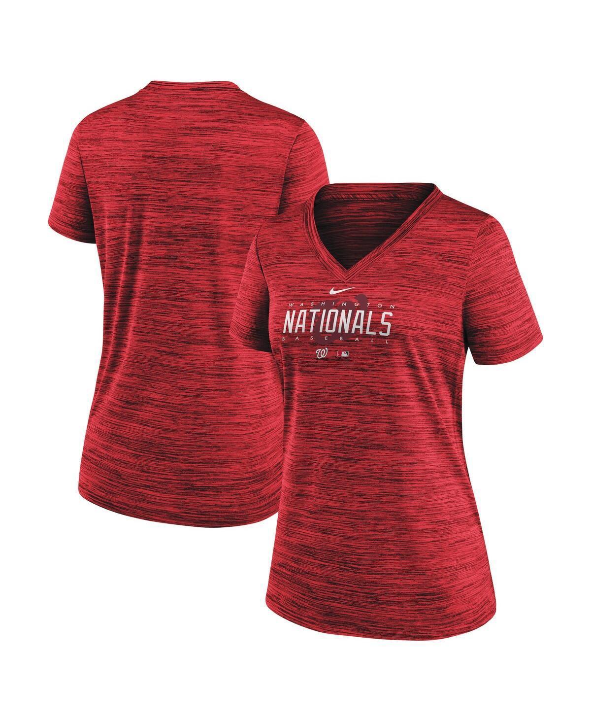 Womens Nike Red Washington Nationals Authentic Collection Velocity Practice Performance V-Neck T-shirt Product Image