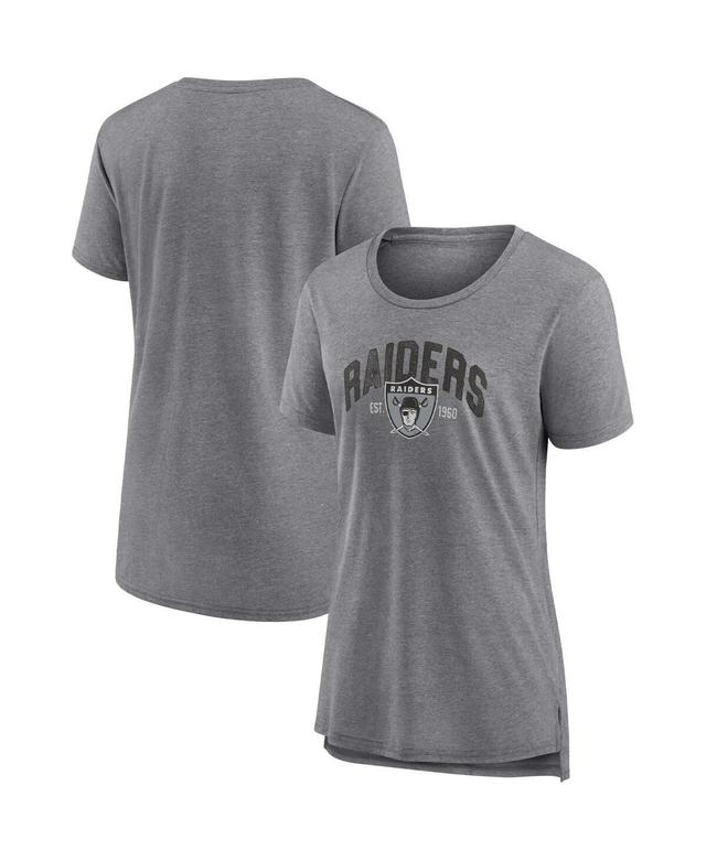 Womens Fanatics Heathered Gray Las Vegas Raiders Drop Back Modern Tri-Blend T-shirt Product Image