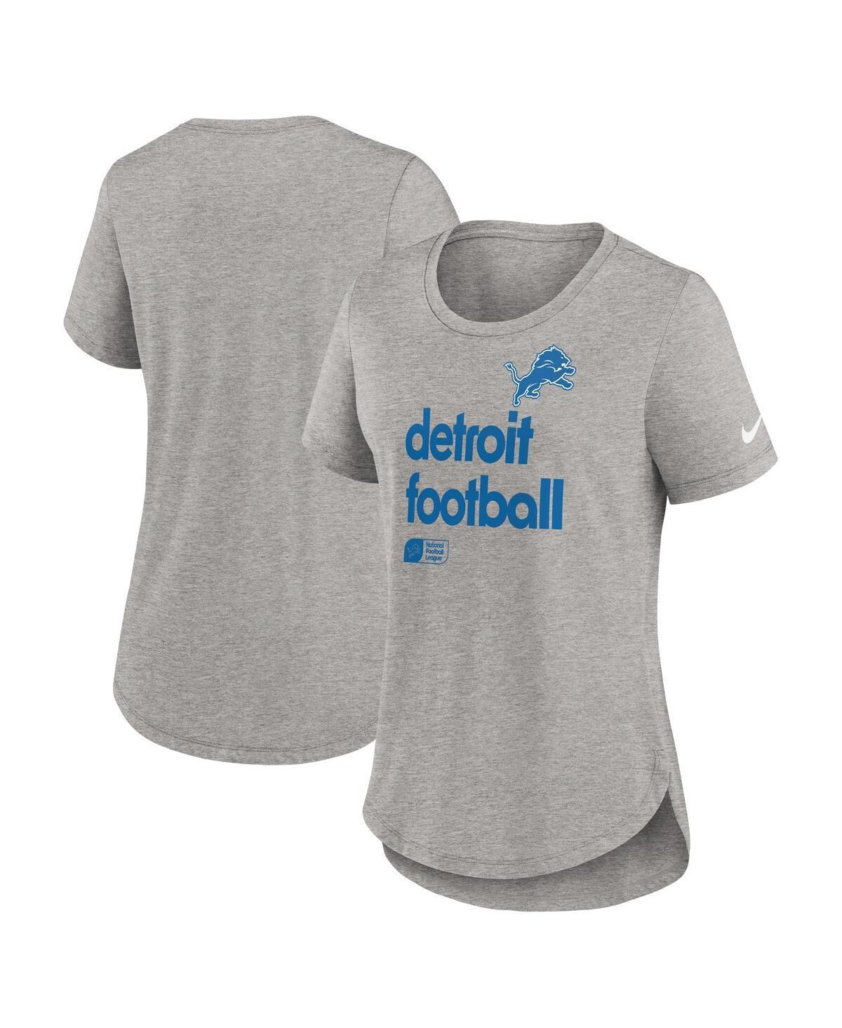 Nike Womens Heather Gray Detroit Lions Fashion Tri-Blend T-Shirt Product Image