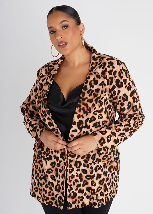 Plus Size Animal Print Boyfriend Blazer Ashley Stewart Product Image