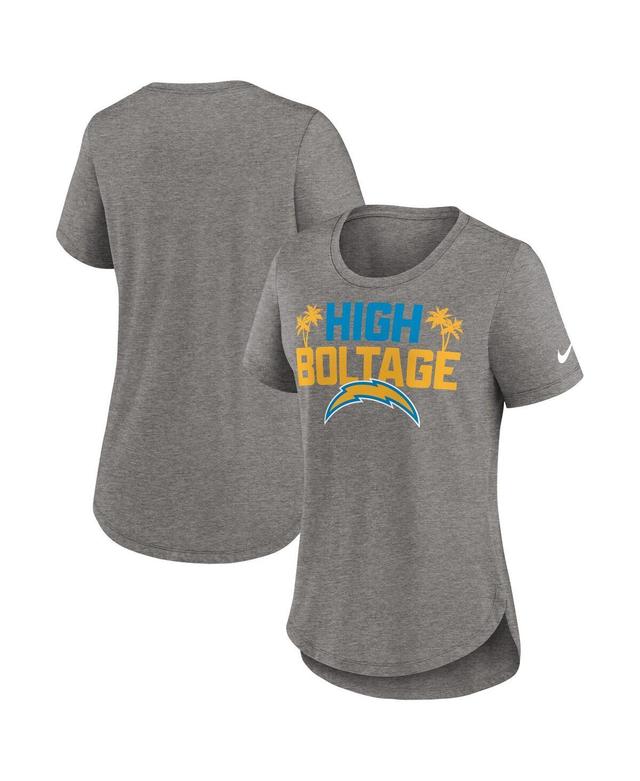 Womens Nike Heather Charcoal Los Angeles Chargers Local Fashion Tri-Blend T-shirt Product Image