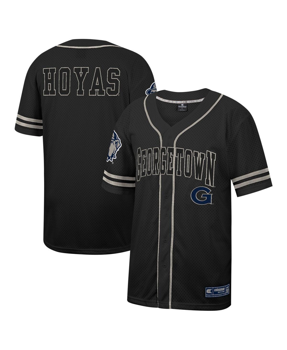 Mens Colosseum Black Georgetown Hoyas Free Spirited Mesh Button-Up Baseball Jersey - Black Product Image