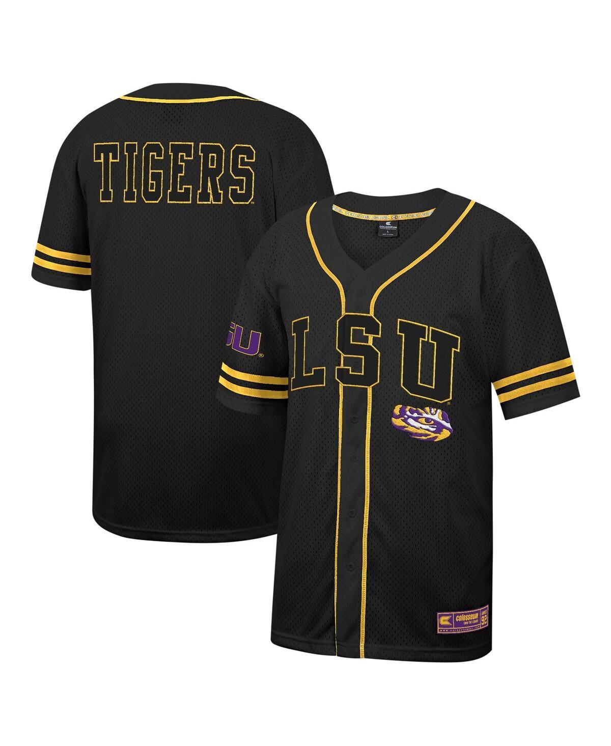 Mens Colosseum Black Lsu Tigers Free Spirited Mesh Button-Up Baseball Jersey - Black Product Image