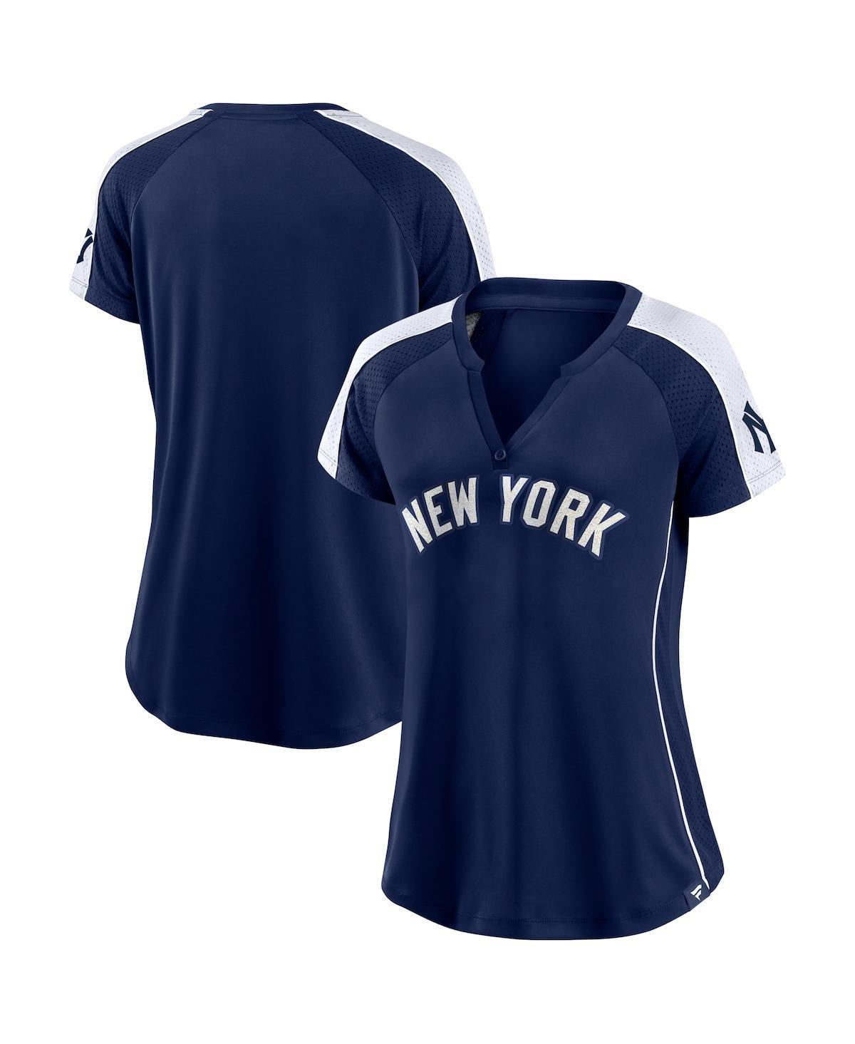 Womens Fanatics Navy New York Yankees True Classic League Diva Pinstripe Raglan V-Neck T-shirt - Navy Product Image