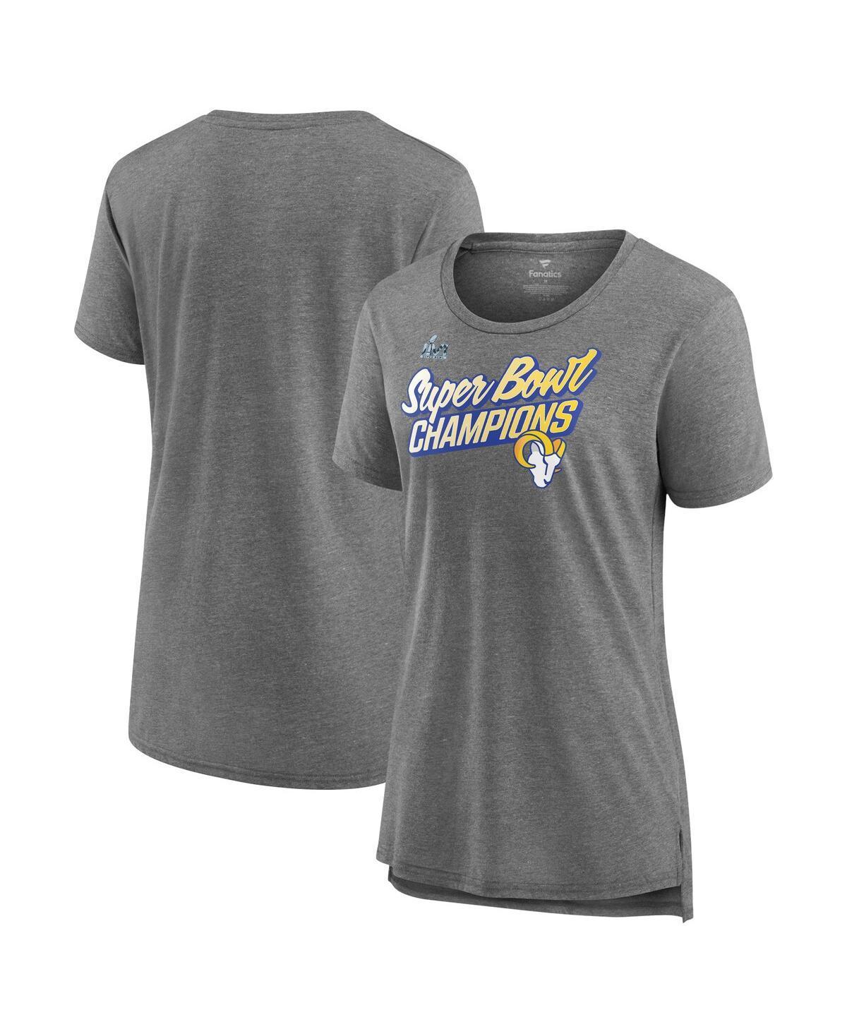 Womens Fanatics Heather Gray Los Angeles Rams Super Bowl Lvi Champions Paint Script Scoop Neck T-shirt Product Image