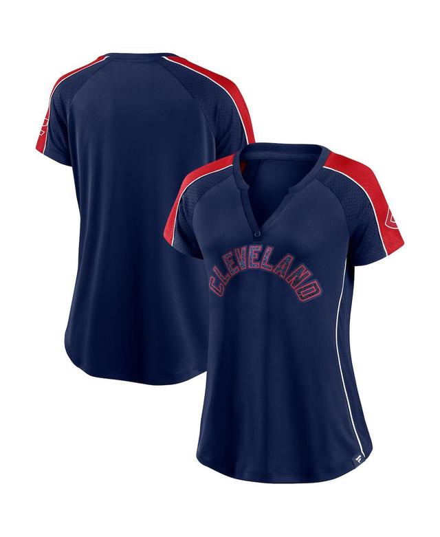 Womens Fanatics Branded /Red Cleveland Indians True Classic League Diva Pinstripe Raglan V-Neck T-Shirt Blue Product Image