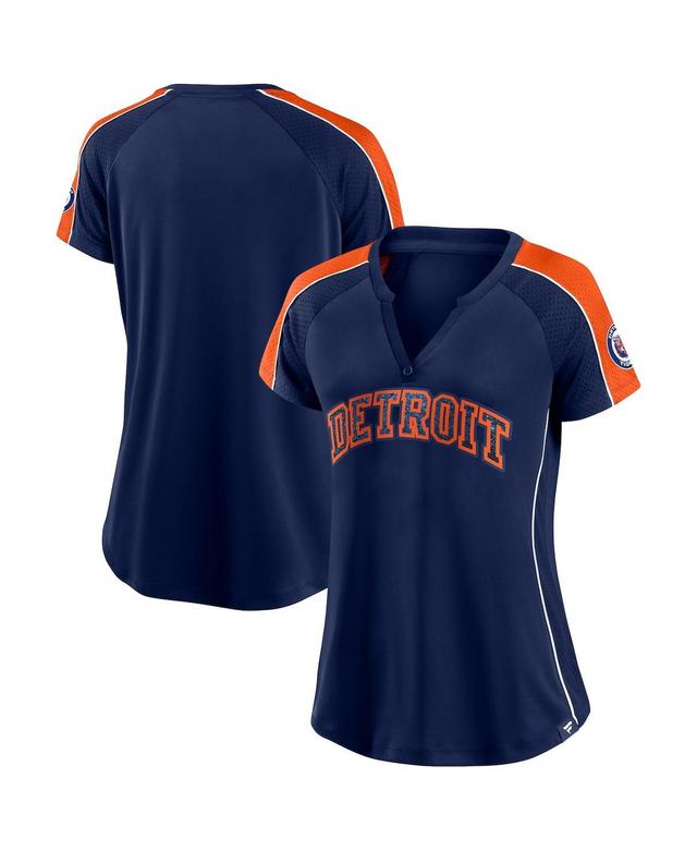 Womens Fanatics Branded /Orange Detroit Tigers True Classic League Diva Pinstripe Raglan V-Neck T-Shirt Blue Product Image