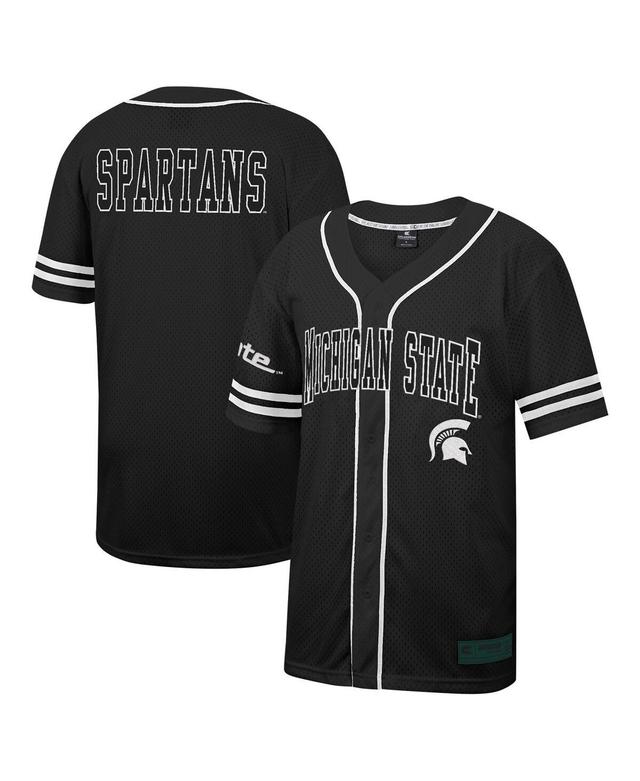 Mens Colosseum Black Michigan State Spartans Free Spirited Mesh Button-Up Baseball Jersey - Black Product Image