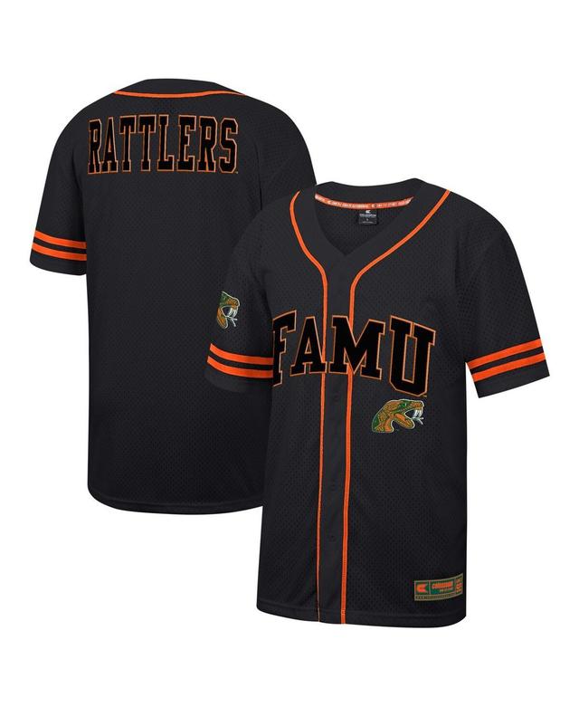 Mens Colosseum Black Florida A&M Rattlers Free Spirited Mesh Button-Up Baseball Jersey - Black Product Image