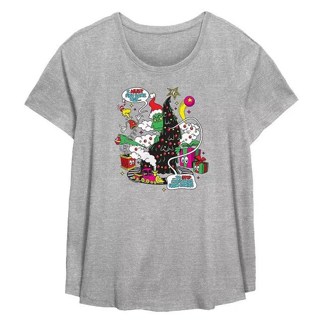 Plus Size Dr. Seuss Grinch Must Find A Way Flowy Graphic Tee, Womens Grey Gray Product Image