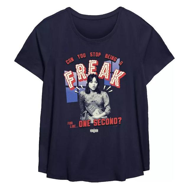 Plus Size Beetlejuice 2 Astrid Can You Stop Being A Freak For Like One Second Flowy Graphic Tee, Womens Blue Product Image