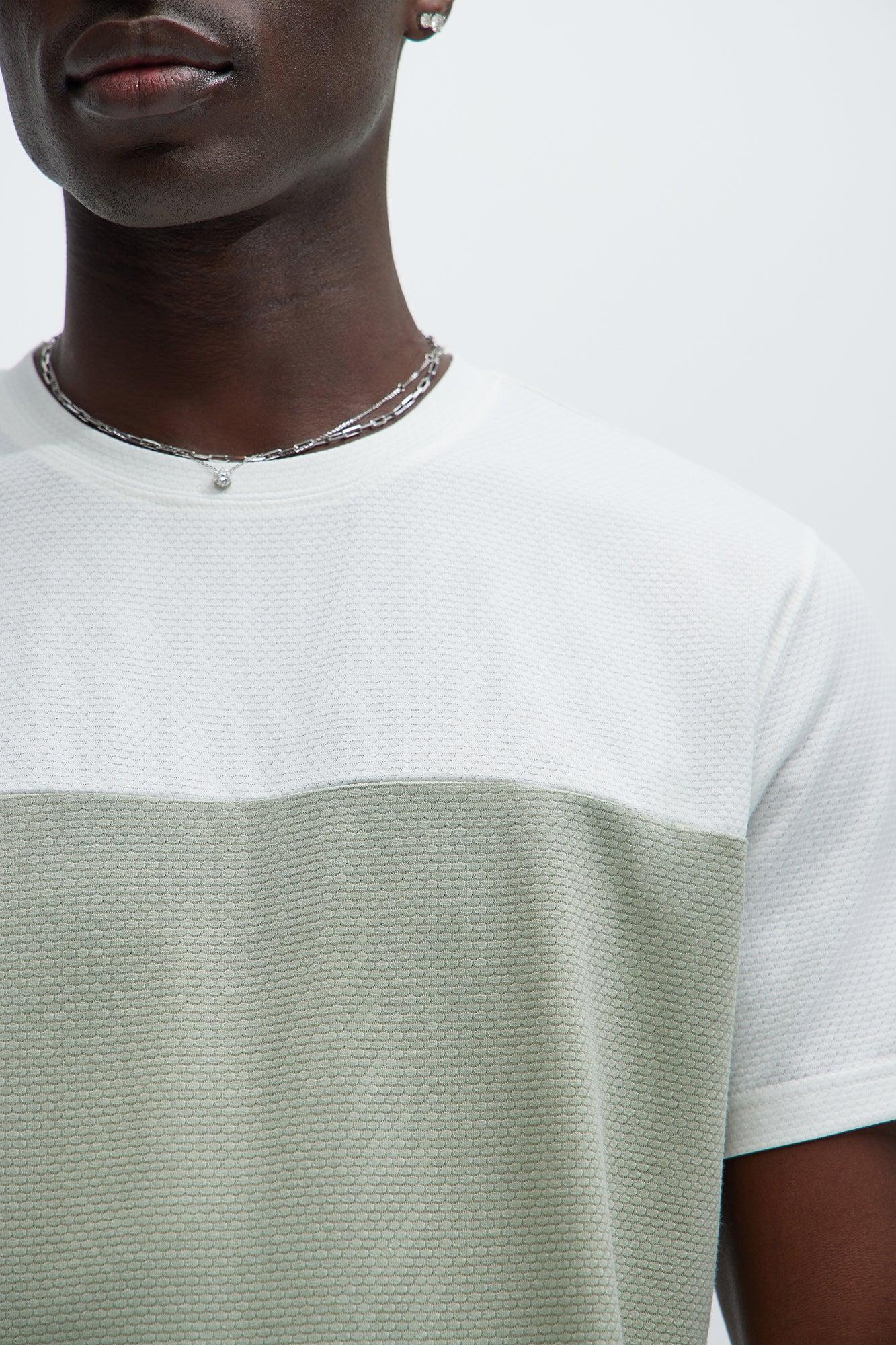 Half Way Up Textured Short Sleeve Tee - White/combo Product Image