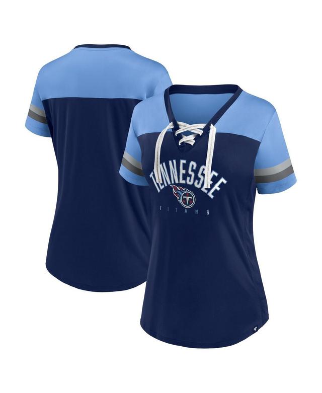 Womens Fanatics Navy Tennessee Titans Blitz and Glam Lace-Up V-Neck Jersey T-shirt - Navy Product Image