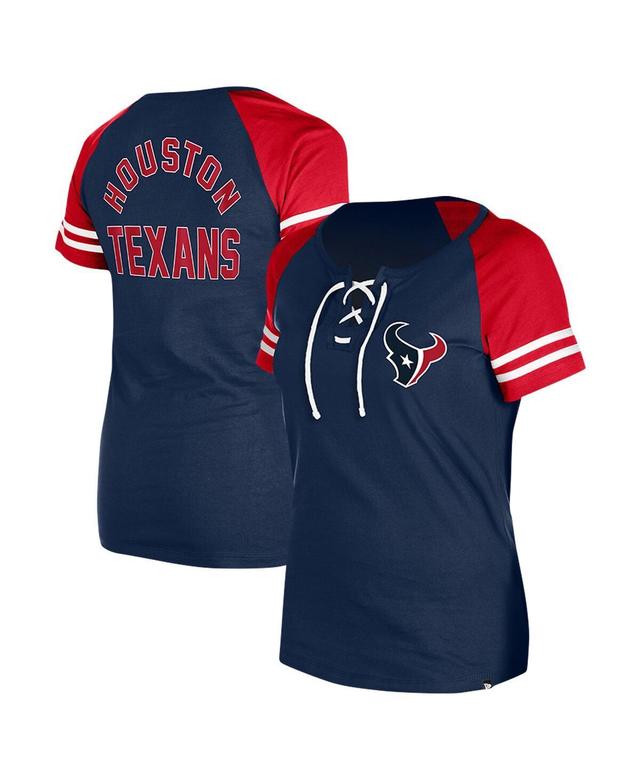 New Era Womens Navy Houston Texans Lace-Up Raglan T-Shirt Product Image