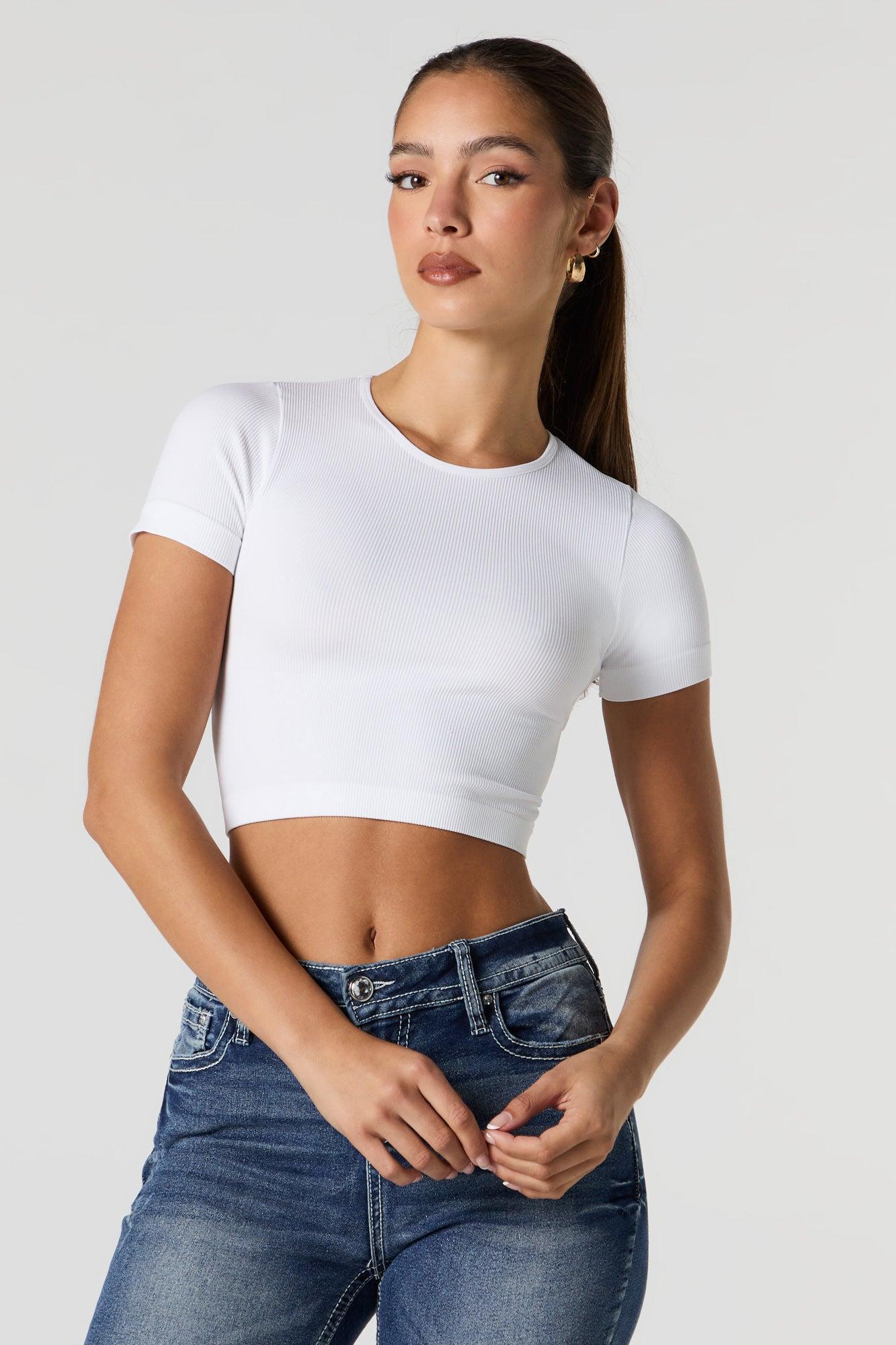 Seamless Ribbed Cropped T-Shirt Female product image