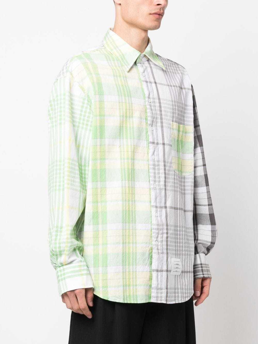 THOM BROWNE Plaid Long-sleeved Shirt In White Product Image