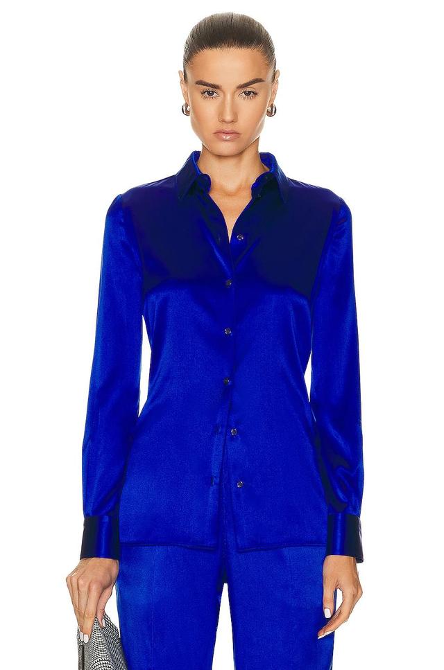 TOM FORD Stretch Classic Shirt in Royal Product Image