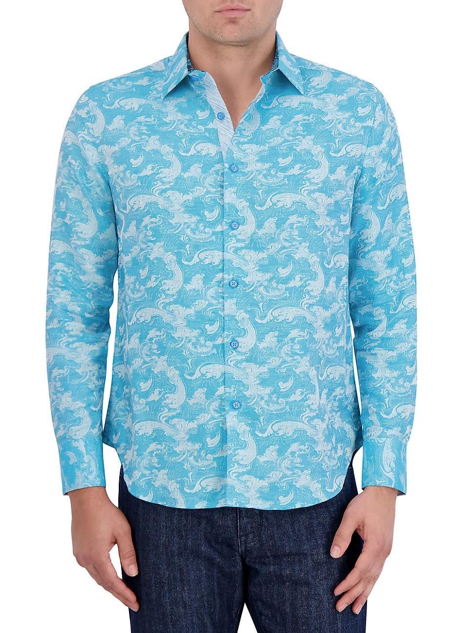 Mens Poseidon Jacquard Linen & Cotton-Blend Shirt Product Image