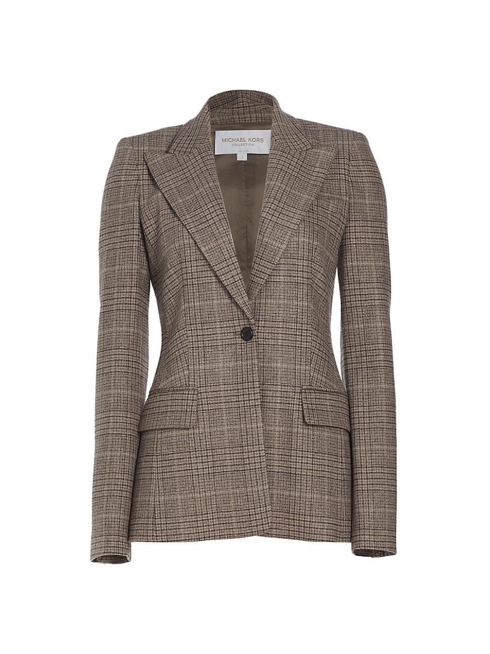 Michael Kors Collection Georgina Plaid Stretch Virgin Wool Blazer Product Image