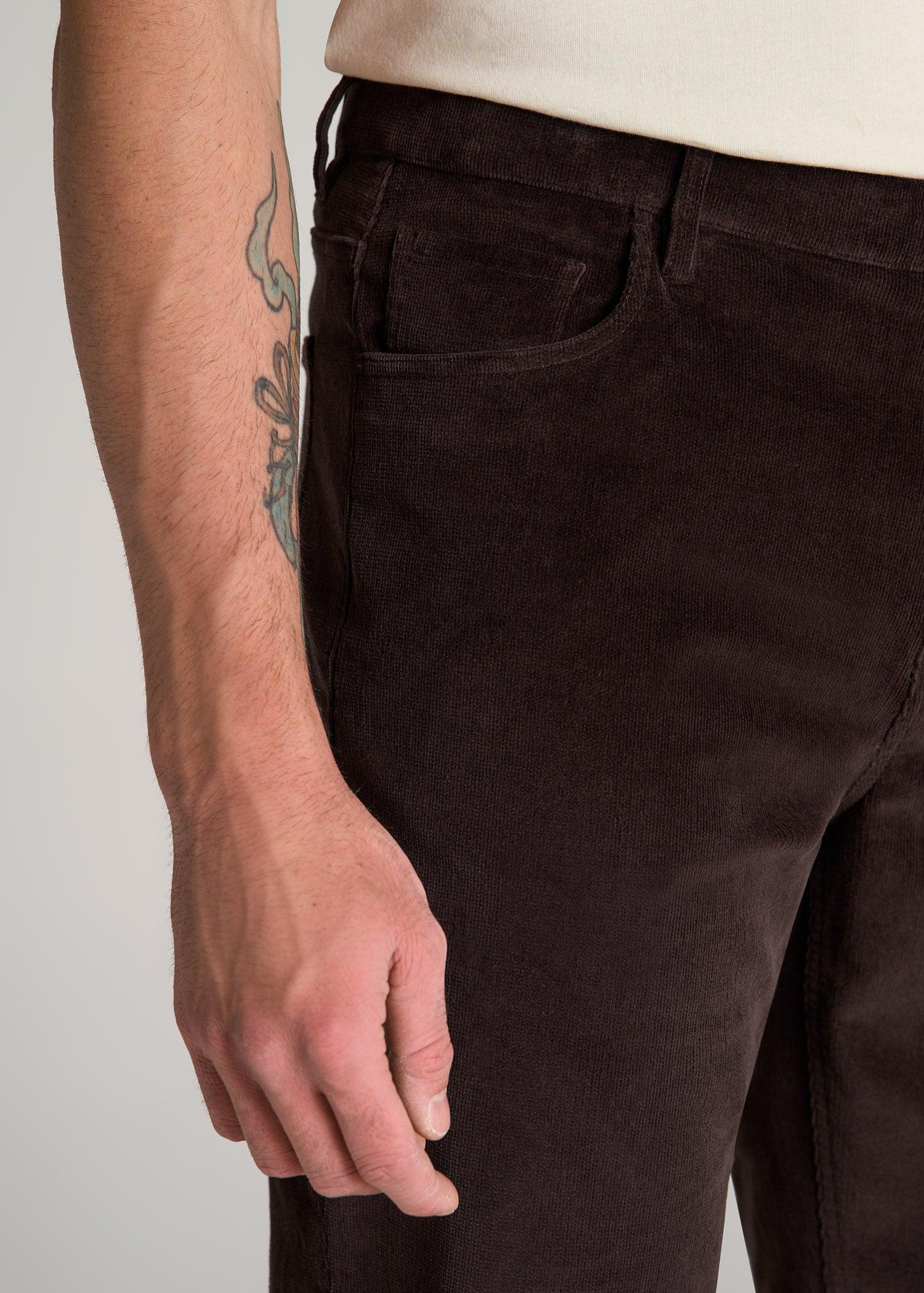 STRAIGHT-LEG Stretch Corduroy Pants for Tall Men in Chocolate Product Image