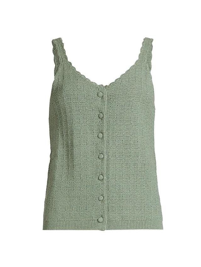 Womens Linen-Blend Scallop Knit Tank Product Image