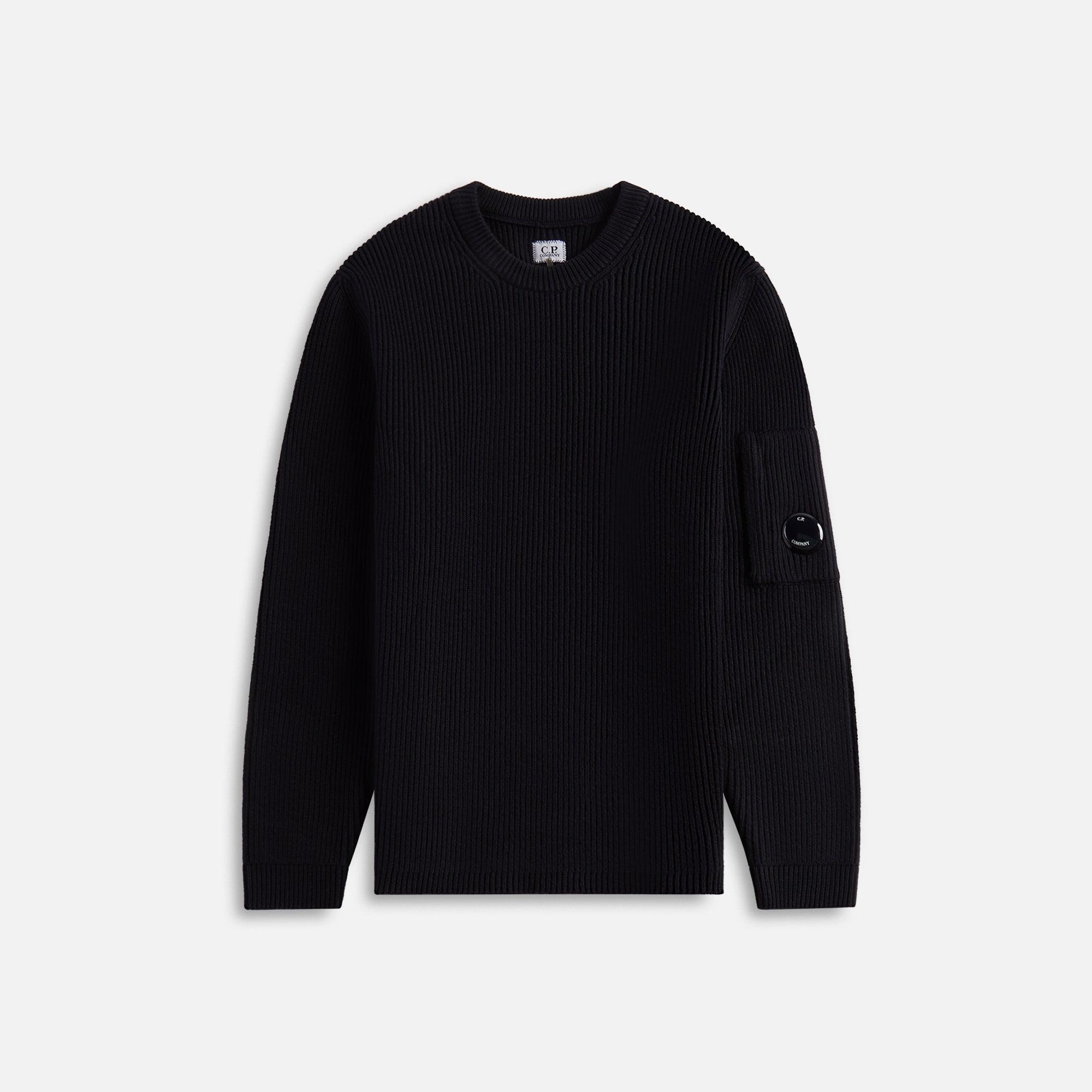 C.P. Company Full Rib Crewneck Knit - Black Male Product Image