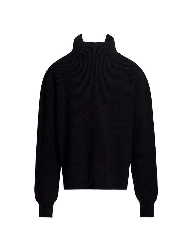 Mens Funnel-Neck Heavy Wool Sweater Product Image