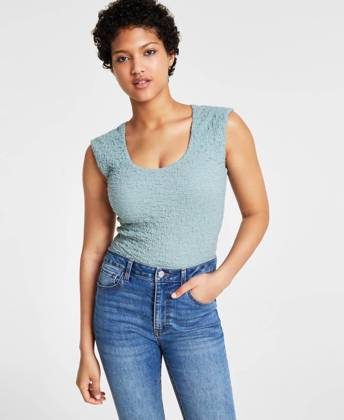 Bar Iii Womens Scoop-Neck Textured Bodysuit, Created for Macys Product Image