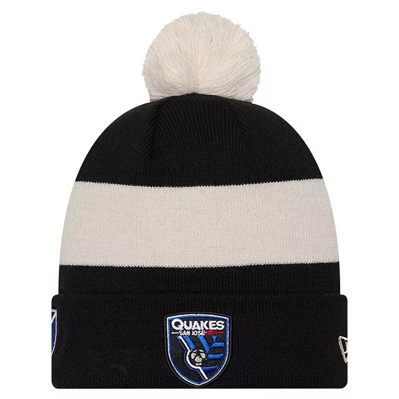 Mens New Era Black San Jose Earthquakes 2024 Kick Off Collection Cuffed Knit Hat with Pom Product Image