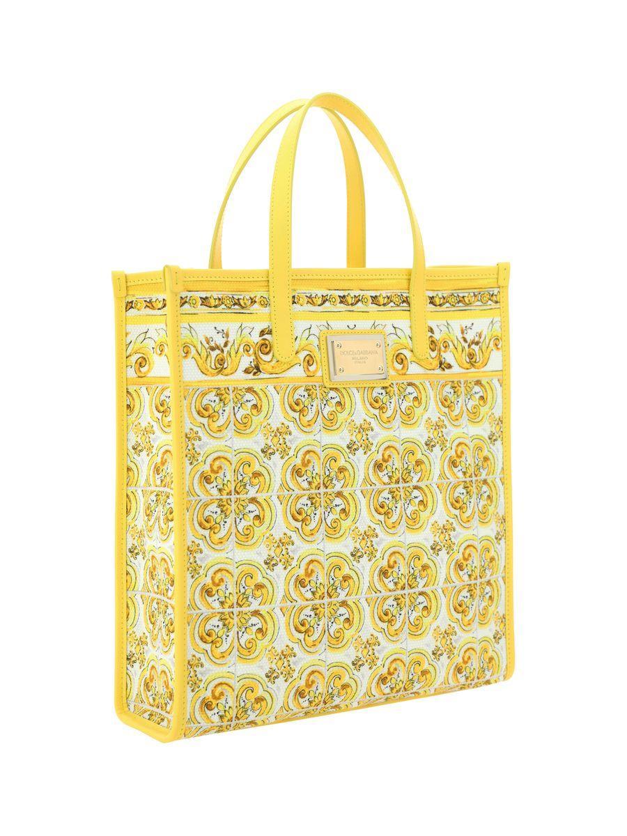 Graphic Printed Small Tote Bag In Yellow Product Image