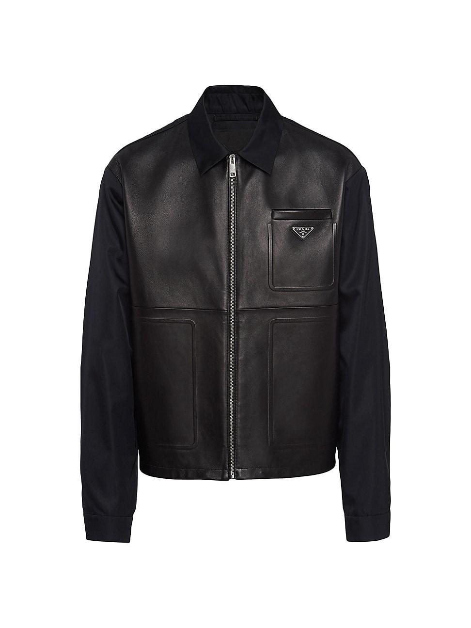 Mens Re-Nylon and Leather Jacket Product Image