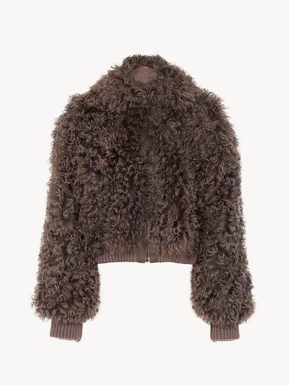 Bomber jacket in soft curly shearling Product Image