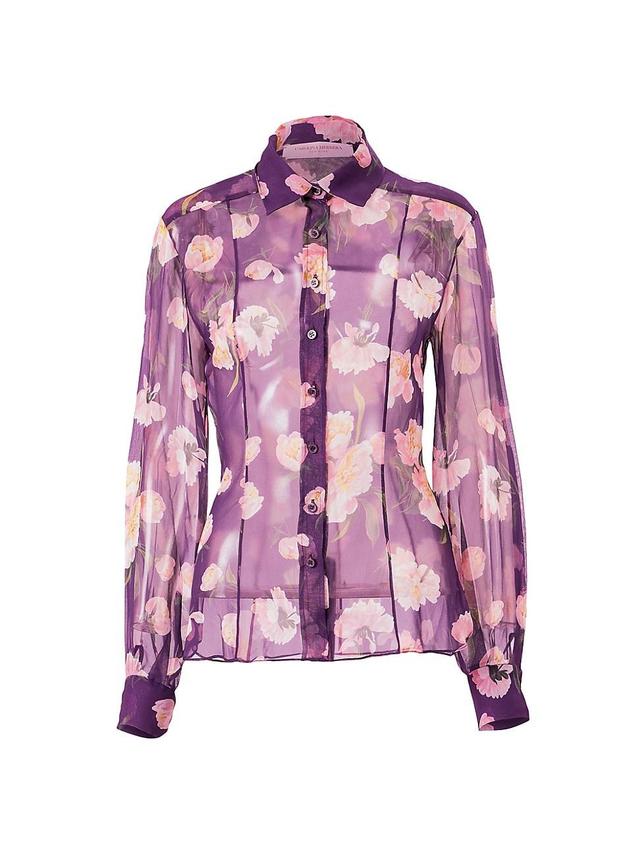 Womens Floral Sheer Silk Shirt Product Image