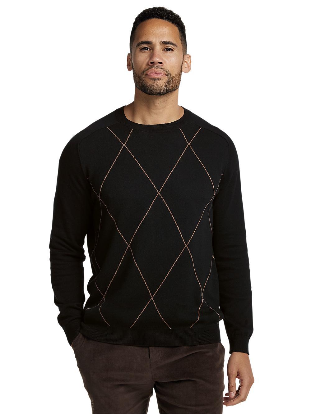 Cotton Crew Neck Sweater - Black Product Image