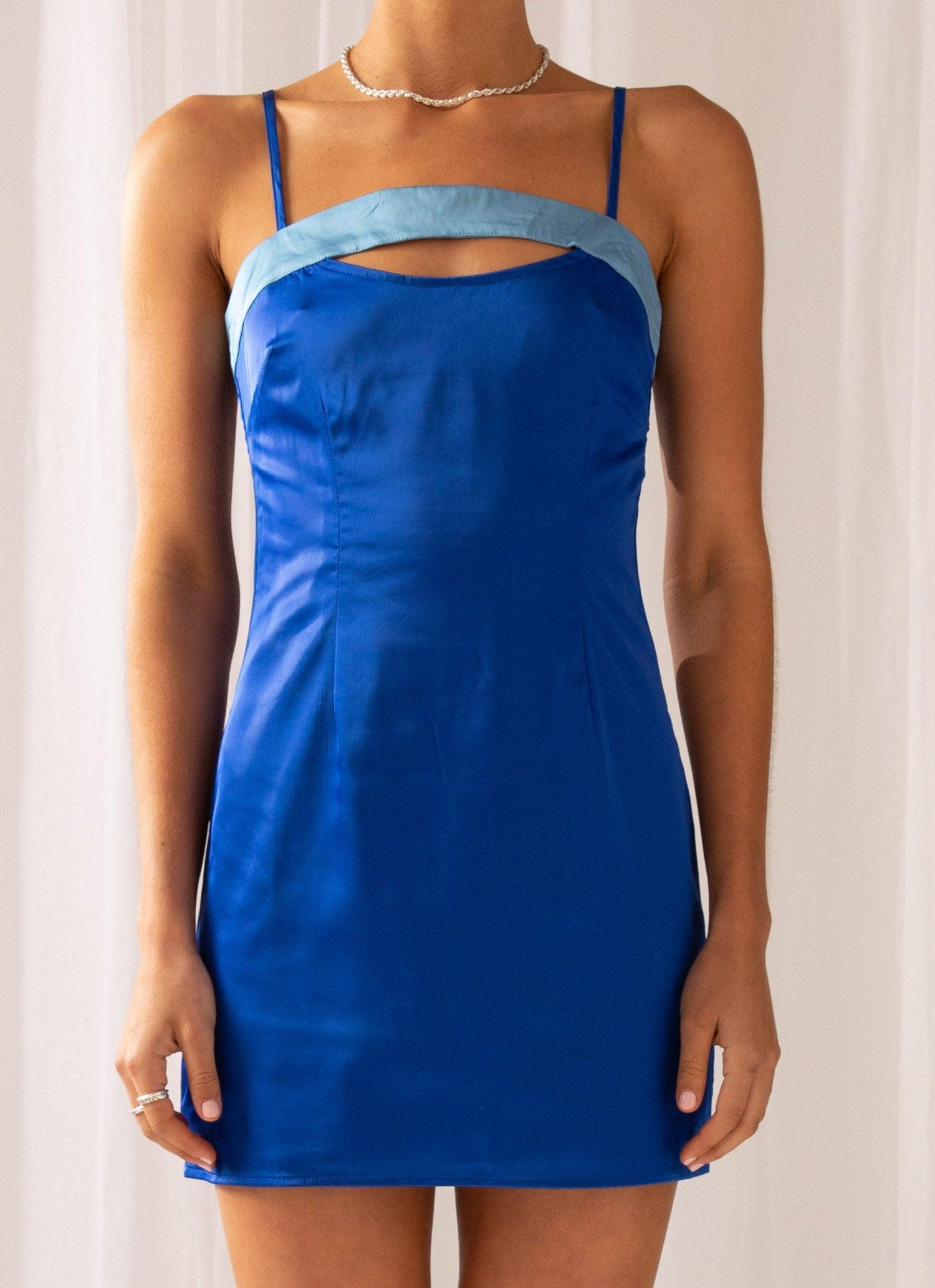 Midnight Cosmos Mini Dress - Cobalt Blue Product Image