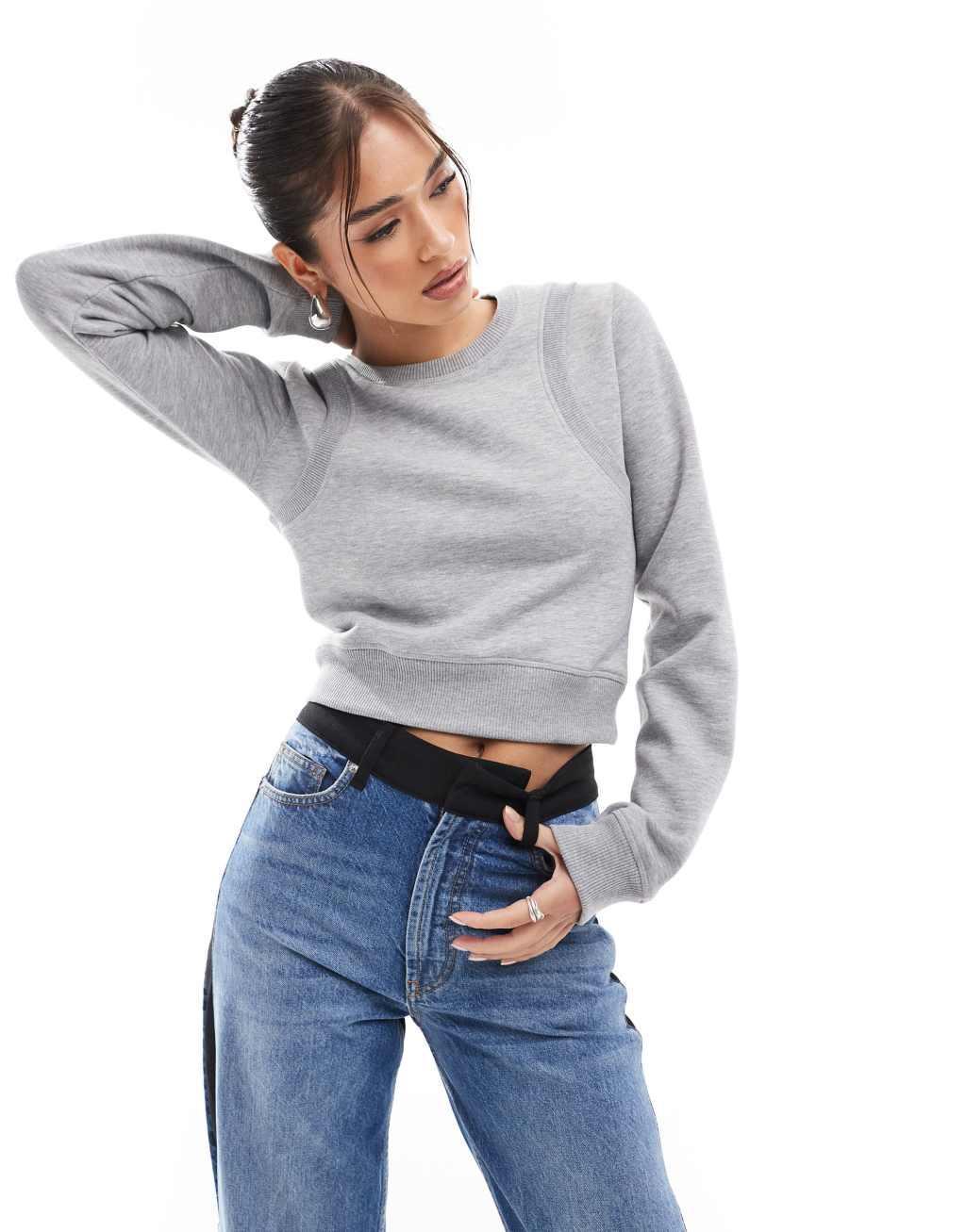 ASOS DESIGN double layer sweat in gray product image