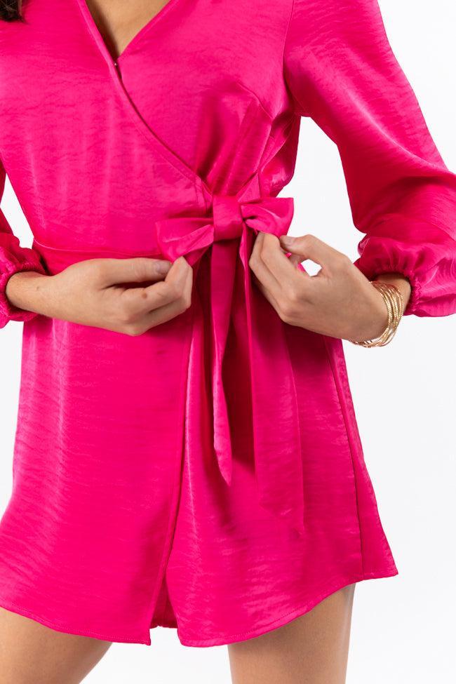 It's A Plan Hot Pink Wrap Detail Romper FINAL SALE Product Image